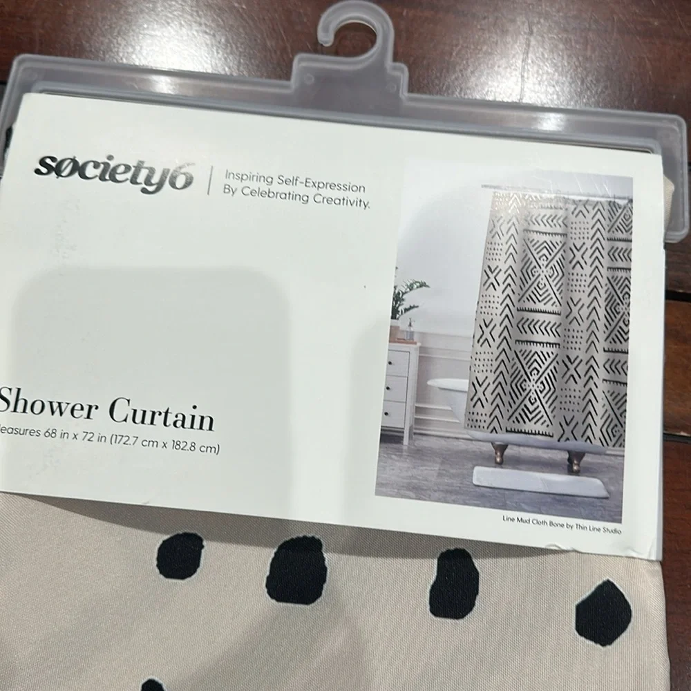 Society6 Black and Cream Polka Dot Shower Curtain